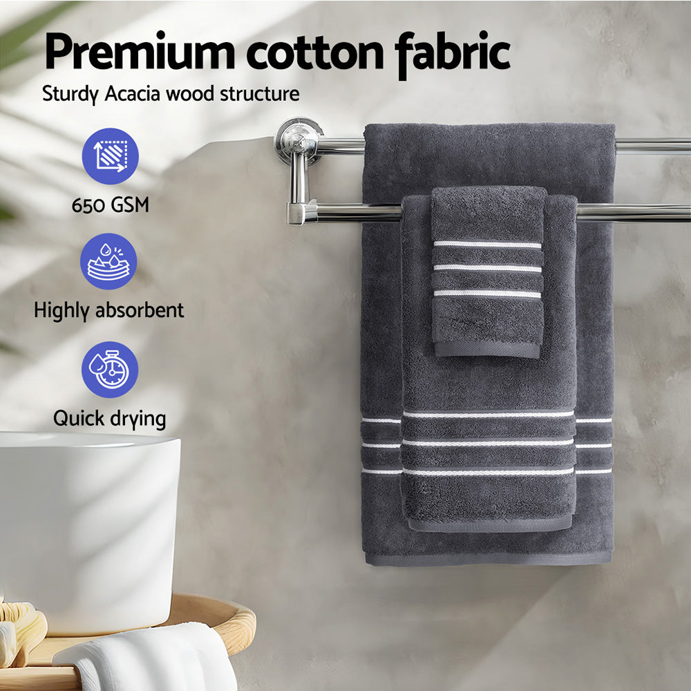 Luxury 6-Piece Grey Cotton Bath Towel Set