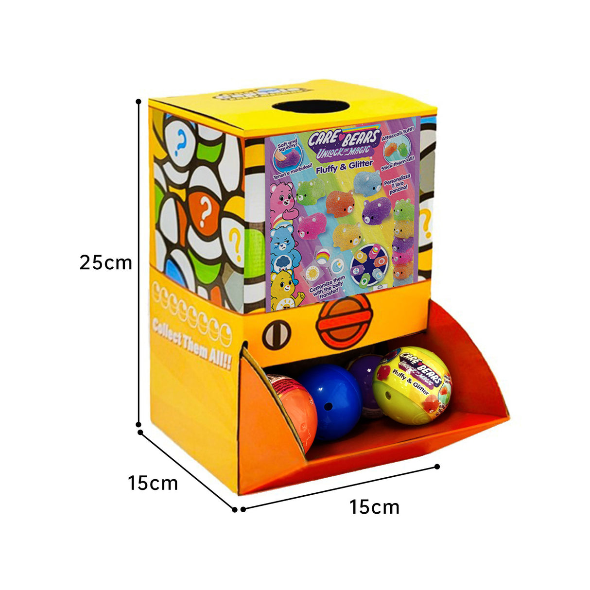40X Care Bears Glitter Squishy Toy Capsules in Display Box