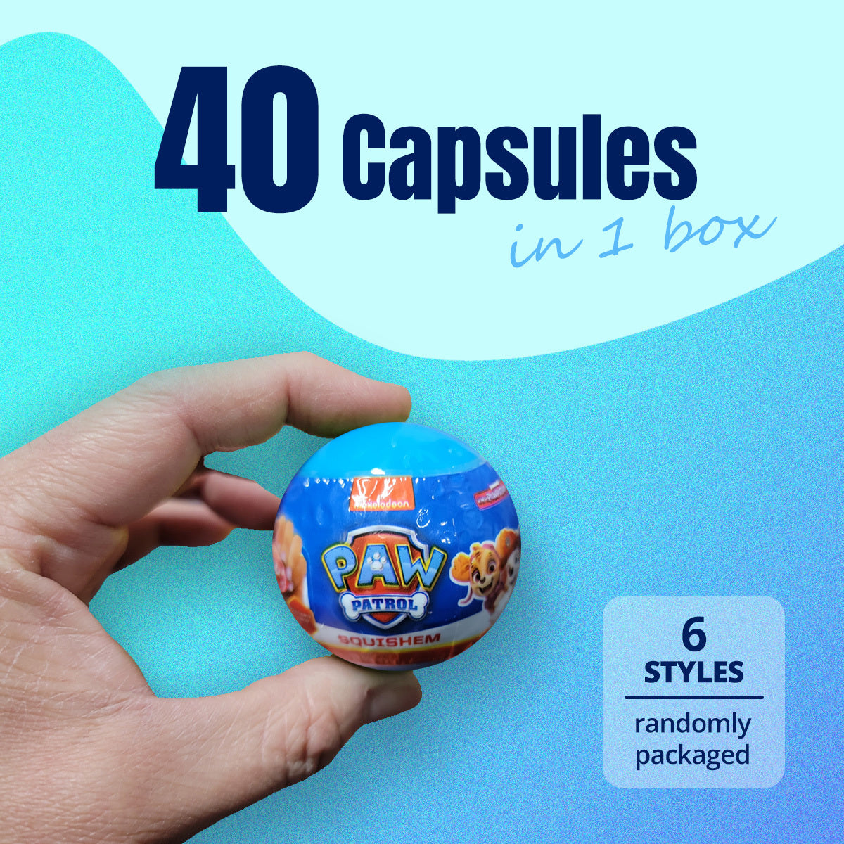 40X Kenisy Paw Patrol Squishy Toy Capsules in Display Box