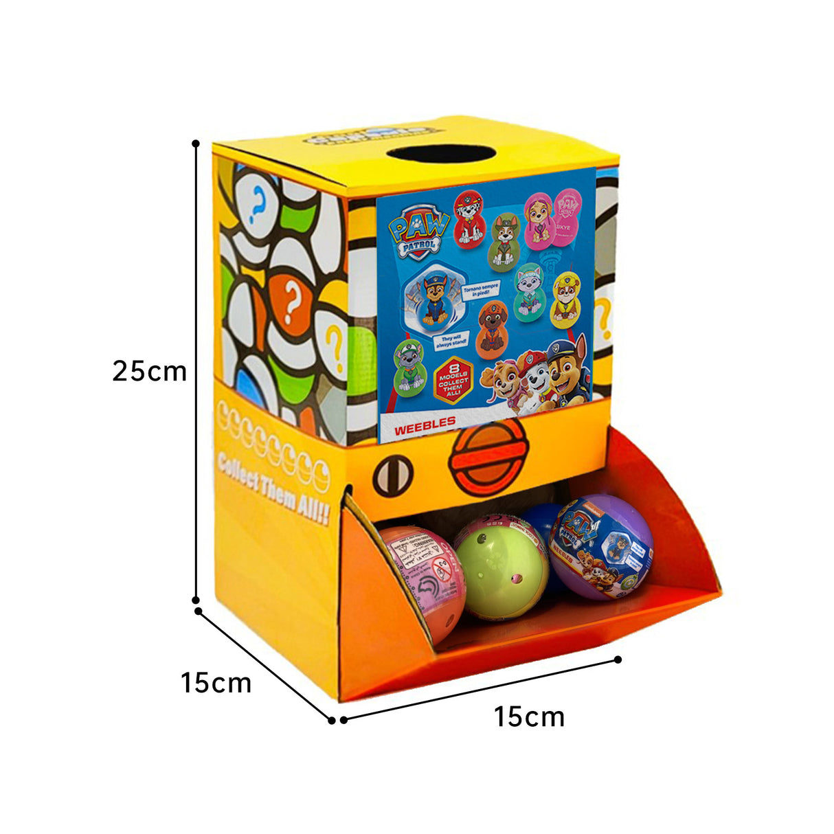 40X Paw Patrol Weebles Dog Toy Capsules in Display Box