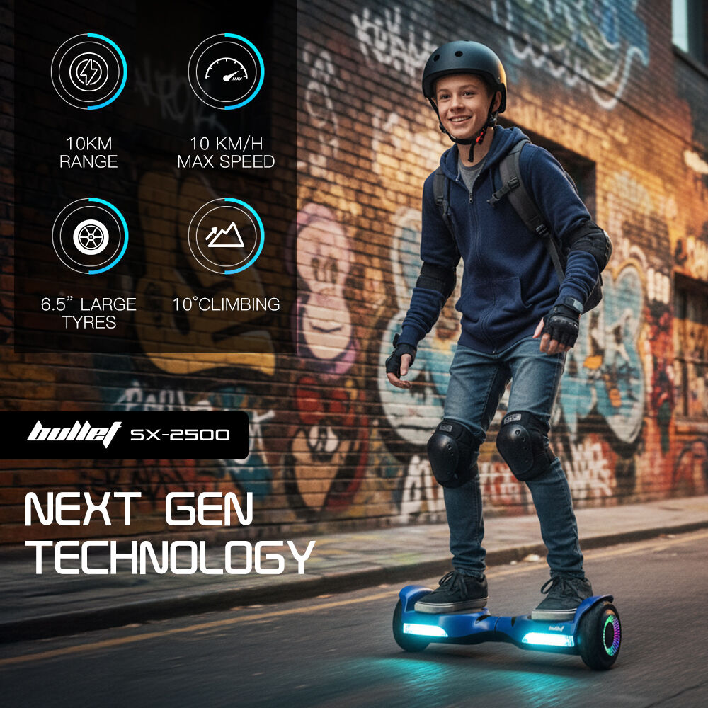 BULLET SX-2500 Hoverboard Scooter, 500W Brushless, UL Certified, AU Compliant, 6.5-inch Off-Road Style Tyres, Superior Self Balancing System, LED