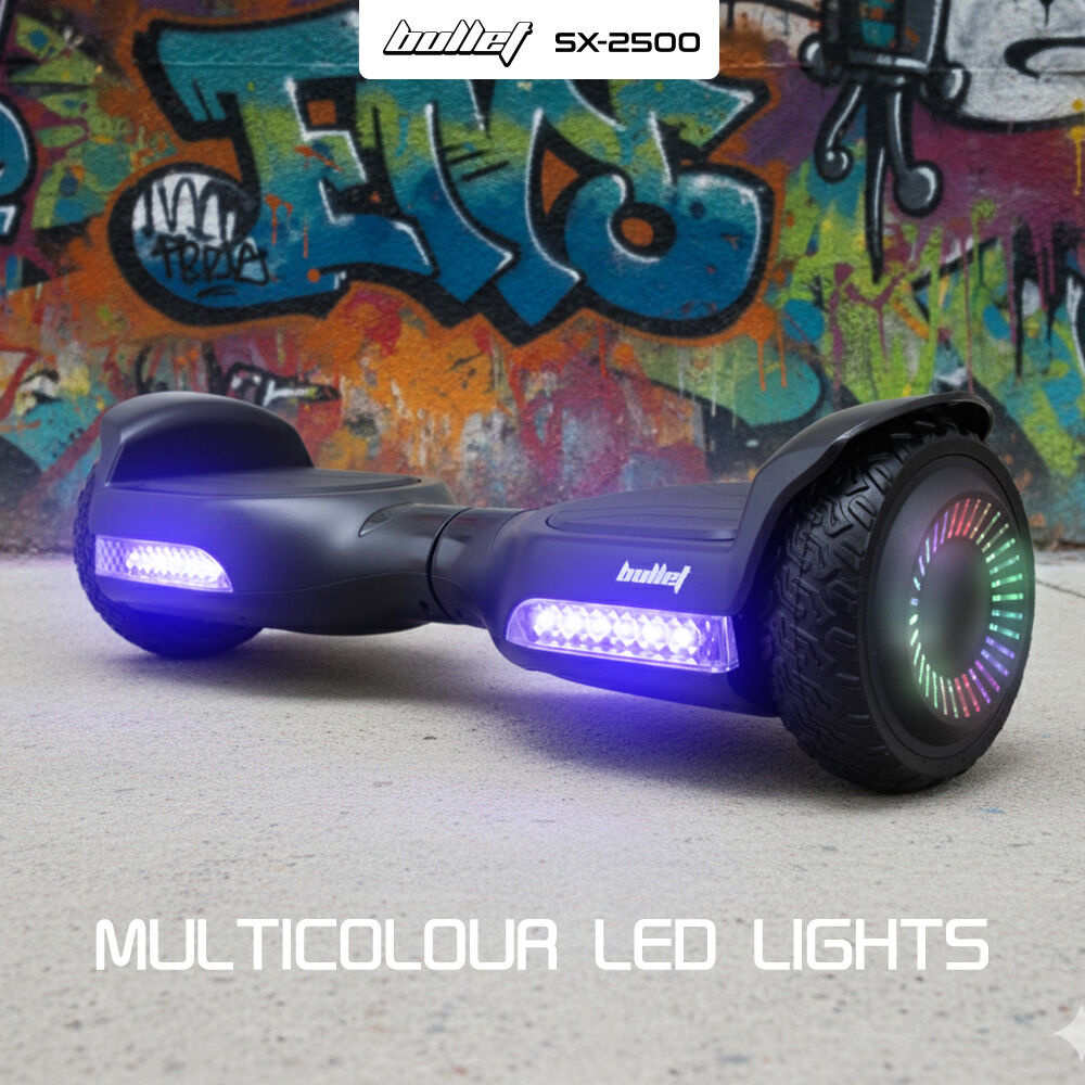 BULLET SX-2500 Hoverboard Scooter, 500W Brushless, UL Certified, AU Compliant, 6.5-inch Off-Road Style Tyres, Superior Self Balancing System, LED