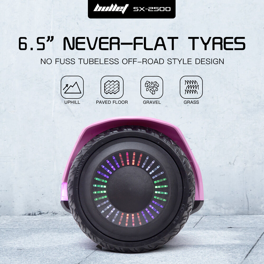 BULLET SX-2500 Hoverboard Scooter, 500W Brushless, UL Certified, AU Compliant, 6.5-inch Off-Road Style Tyres, Superior Self Balancing System, LED