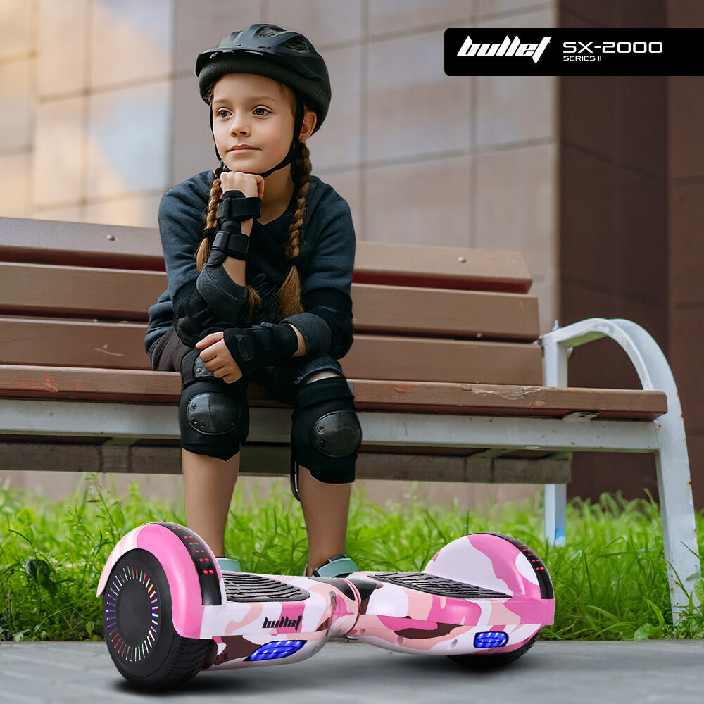 BULLET SX-2000 Hoverboard Scooter, 500W Brushless, UL Certified, AU Compliant, Superior Self Balancing System, LED Lights, Pink Camo