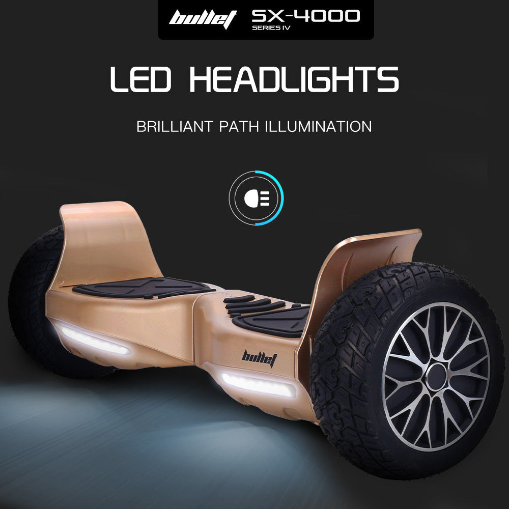 BULLET SX-4000 Hoverboard Scooter, 700W Brushless, UL Certified, AU Compliant, 8.5' Wheels, Superior Self Balancing System, LED Lights, Carry Bag, Bronze