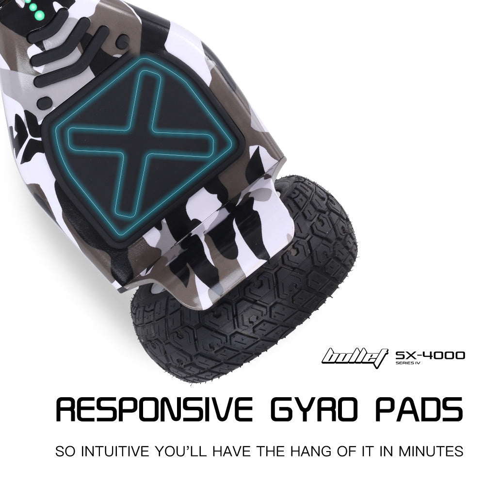 BULLET SX-4000 Hoverboard Scooter, 700W Brushless, UL Certified, AU Compliant, 8.5' Wheels, Superior Self Balancing System, LED Lights, Carry Bag, Camo