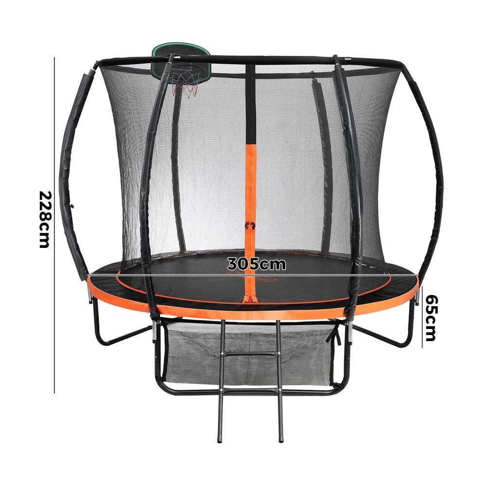 Mazam 10FT Kids Trampline Safety Net Basketball Set Ladder Round