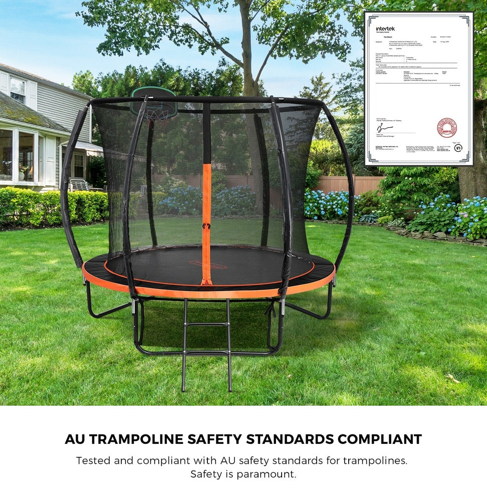 Mazam 10FT Kids Trampline Safety Net Basketball Set Ladder Round