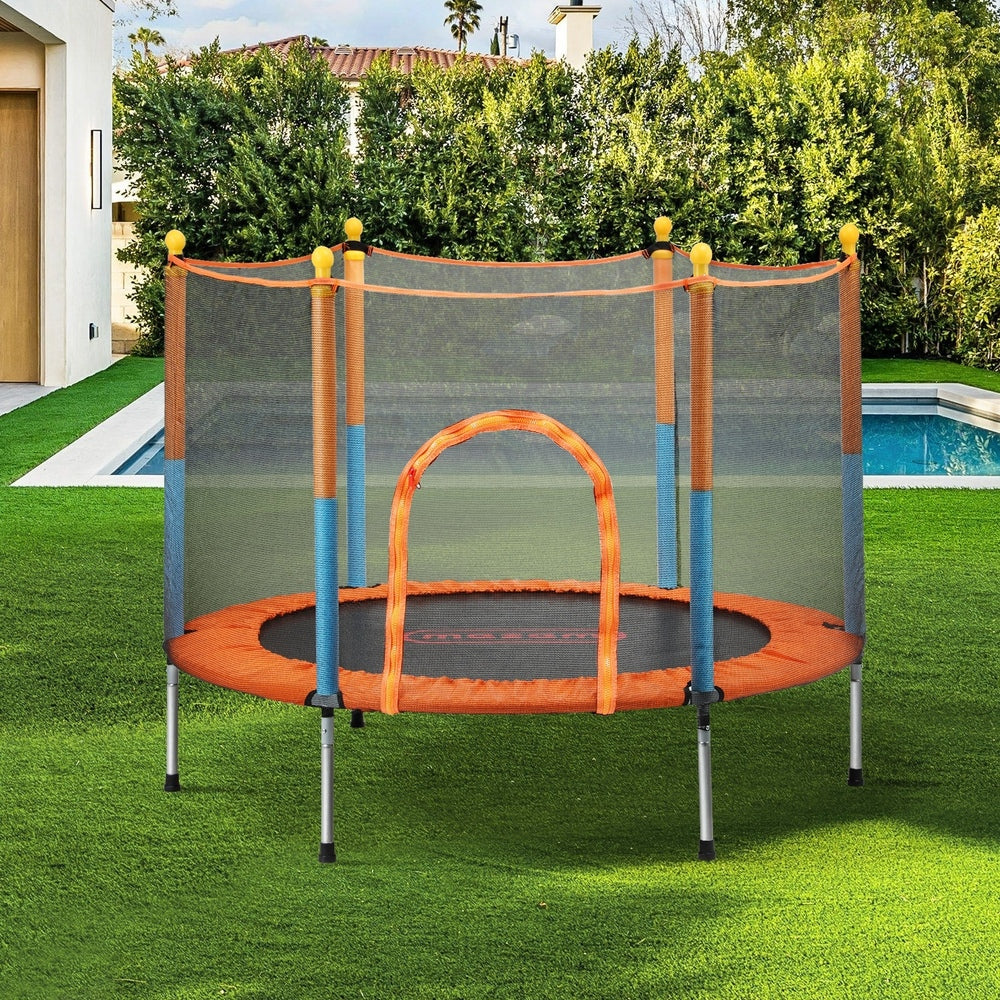 Mazam 60 Inch Kids Jumping Trampoline Enclosure Safety Net Pad