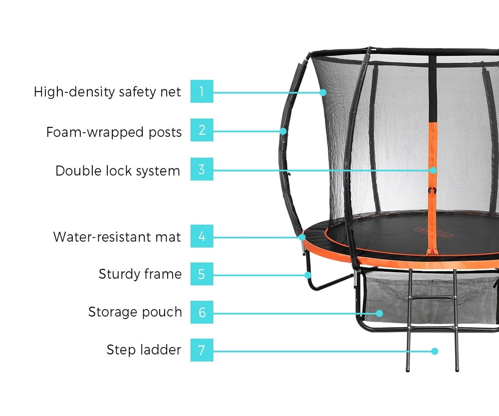 Mazam 8FT Kids Trampoline Round Encosure Safety Net with Ladder