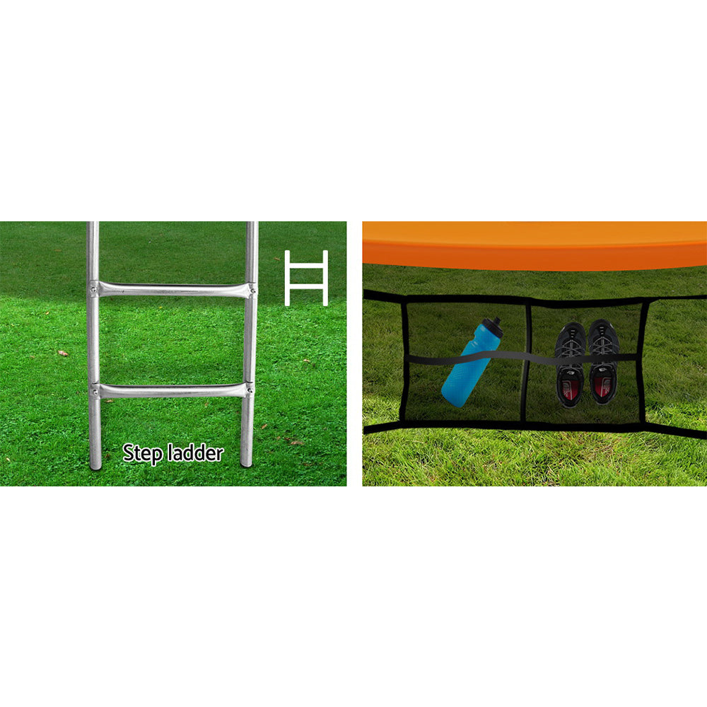 Everfit 10FT Trampoline for Kids w/ Ladder Enclosure Safety Net Rebounder Orange