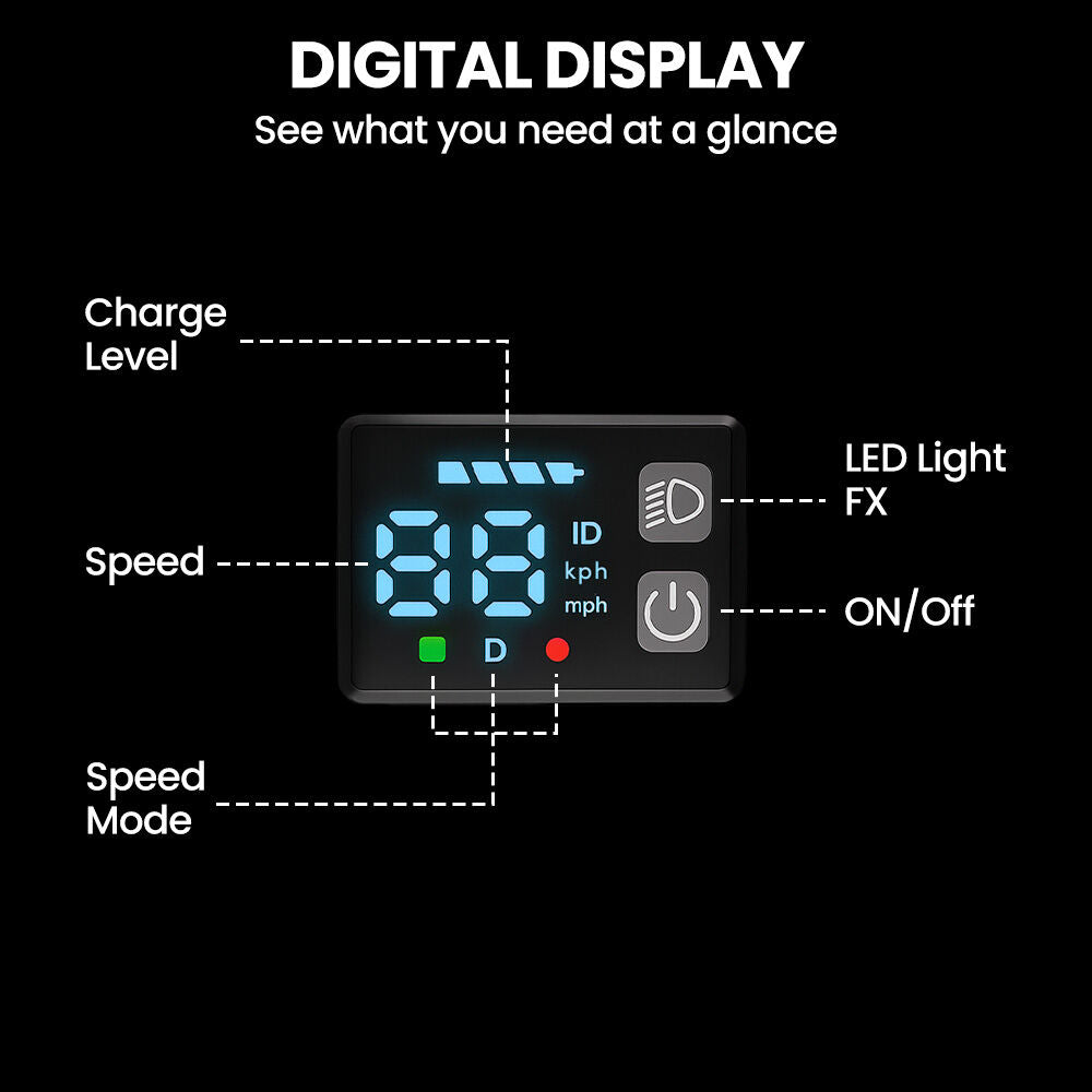 ALPHA Edge Electric Scooter Kids/Teens, 16km/h Max, Adjustable Height, UL Certified, AU Compliant, Dual Brakes, Bluetooth Music, LED, Black
