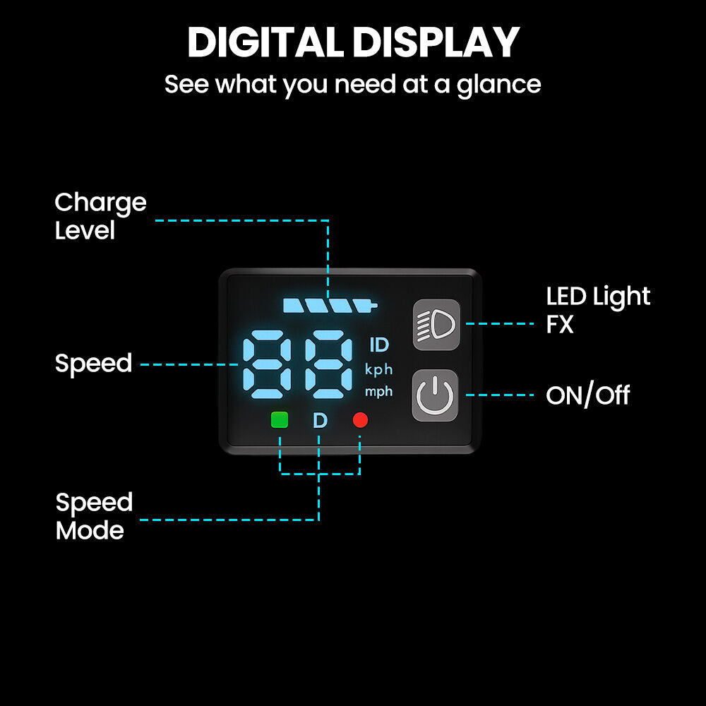 ALPHA Edge Electric Scooter Kids/Teens, 16km/h Max, Adjustable Height, UL Certified, AU Compliant, Dual Brakes, Bluetooth Music, LED, Blue