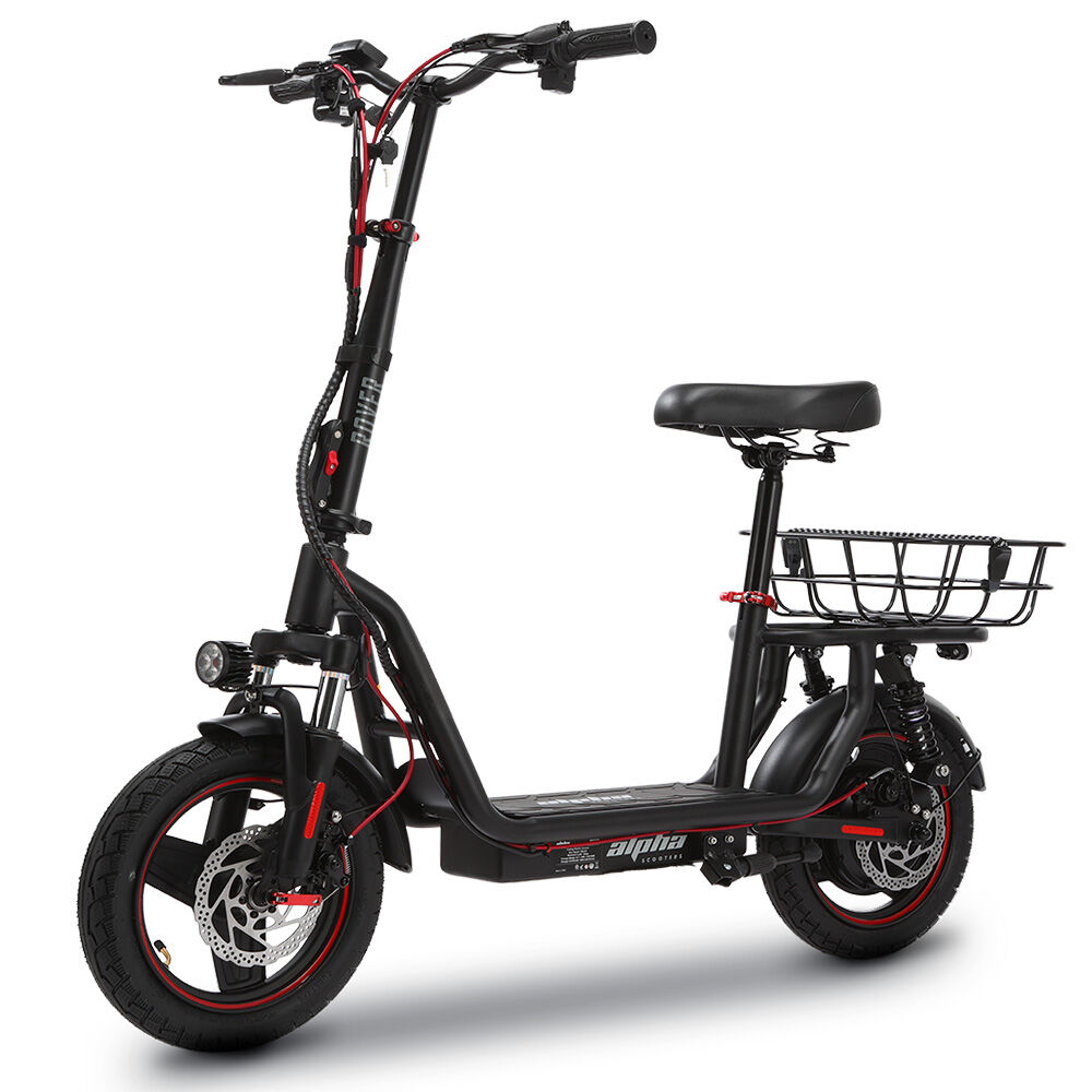 ALPHA Rover Electric Scooter with Seat, 500W 48V 25km/h 30km Range, 14-inch Tyres, Motorised Commute