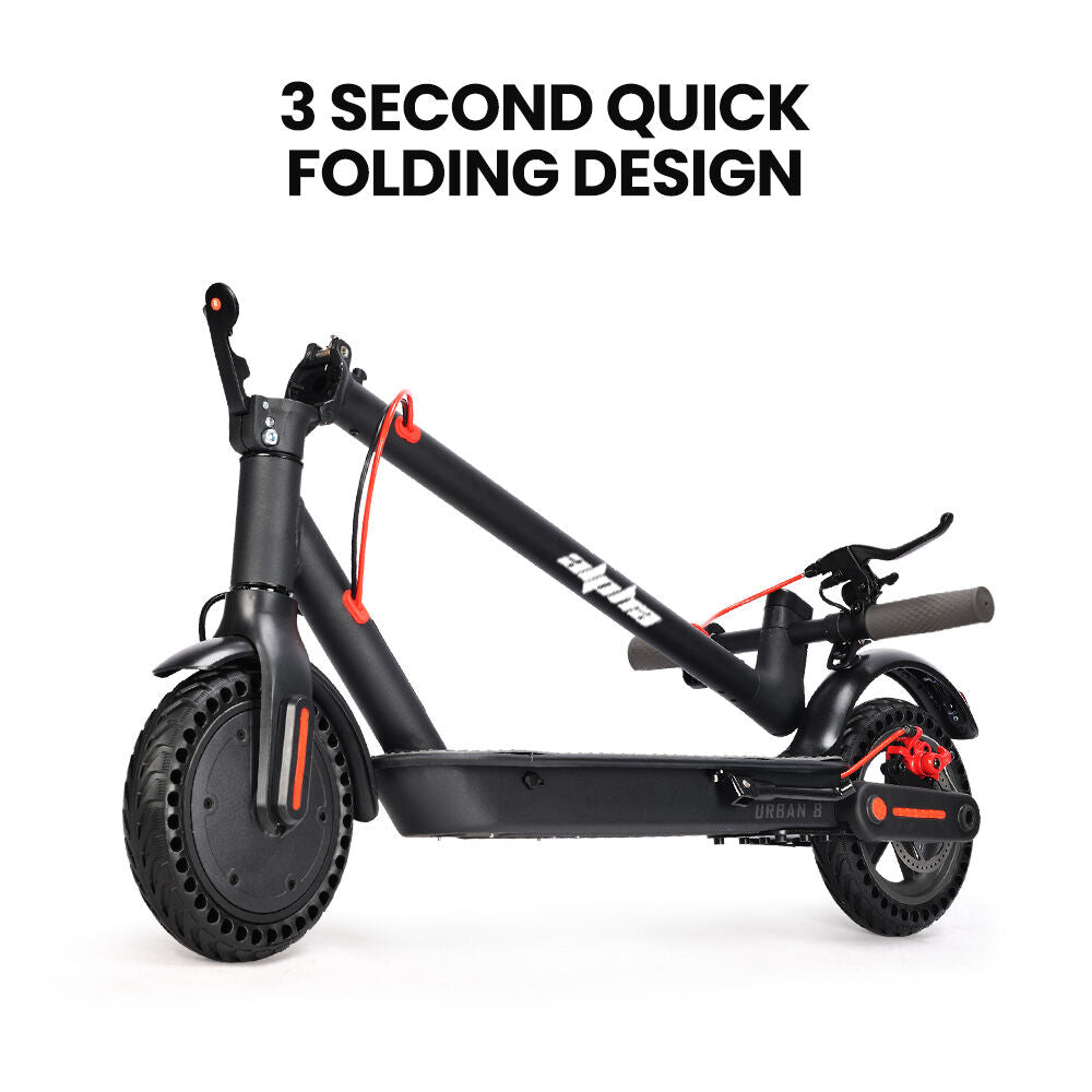 ALPHA Urban 8 Electric Scooter, Suspension, 25km Range, 8.5-Inch Wheels, Brushless Motor, Motorised Commuter eScooter for Adults, Black