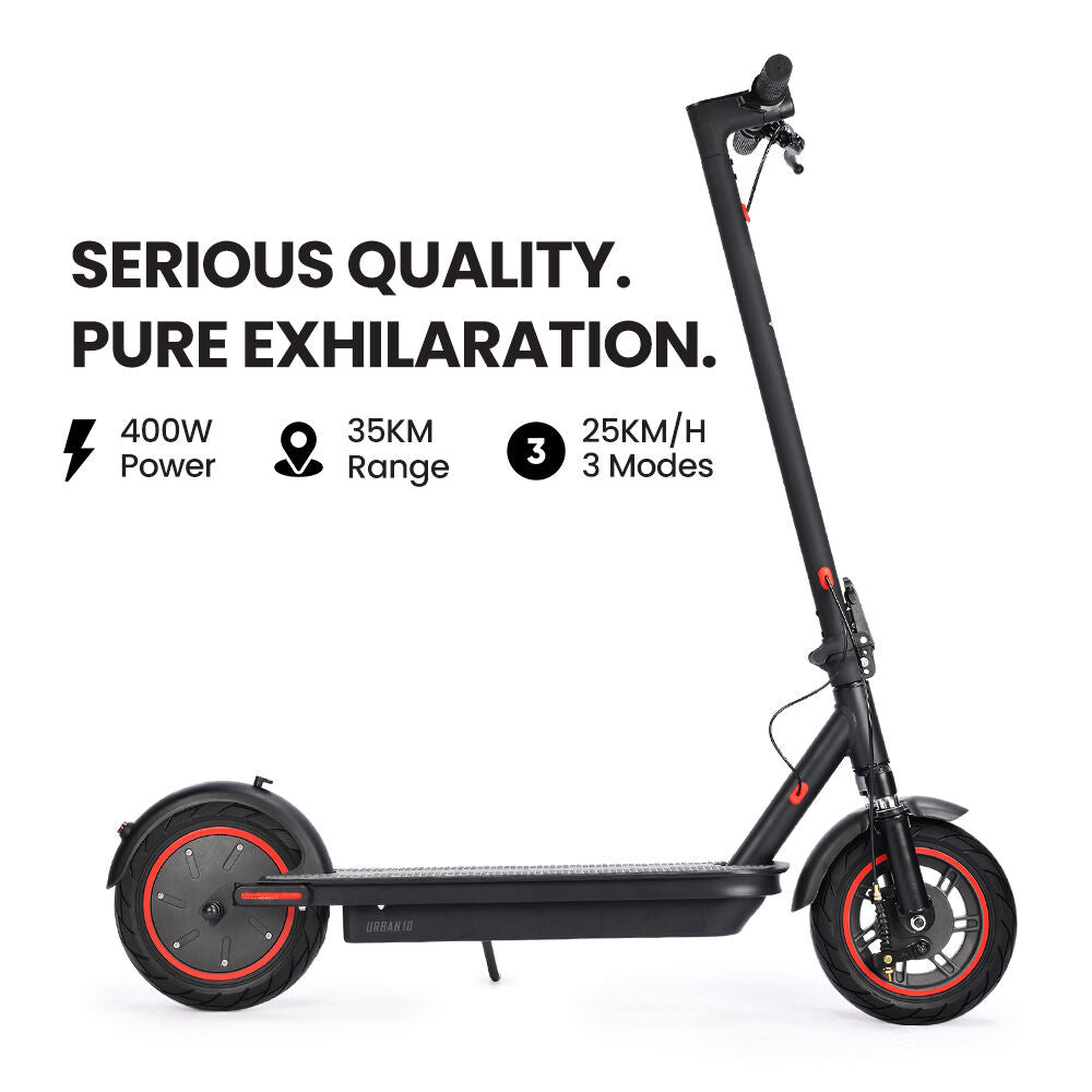 ALPHA Urban 10 Electric Scooter, 35km/h, Suspension, 35km Range, 10-Inch Wheels, Brushless Motor, Free APP, Motorised Commuter eScooter for Adults,
