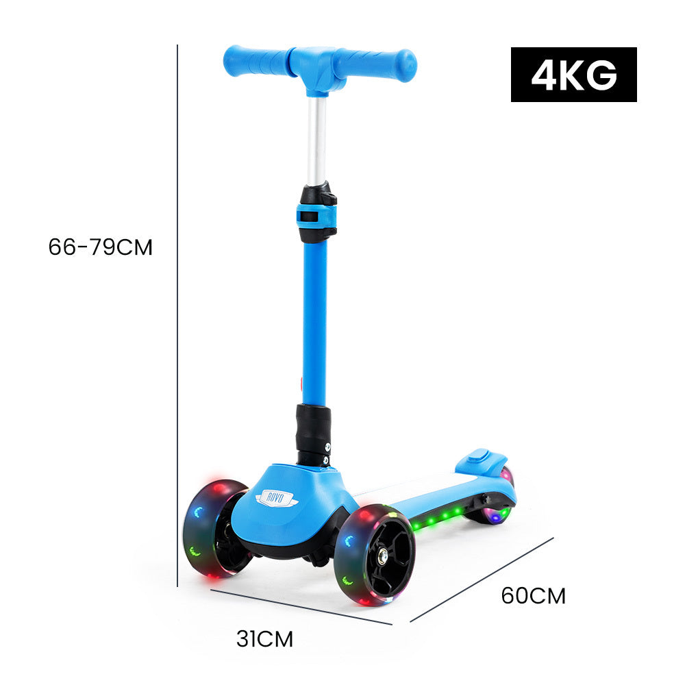 ROVO KIDS 3-Wheel Electric Scooter , Ages 3-8, Adjustable Height, AU Compliant, Lithium Battery, Blue