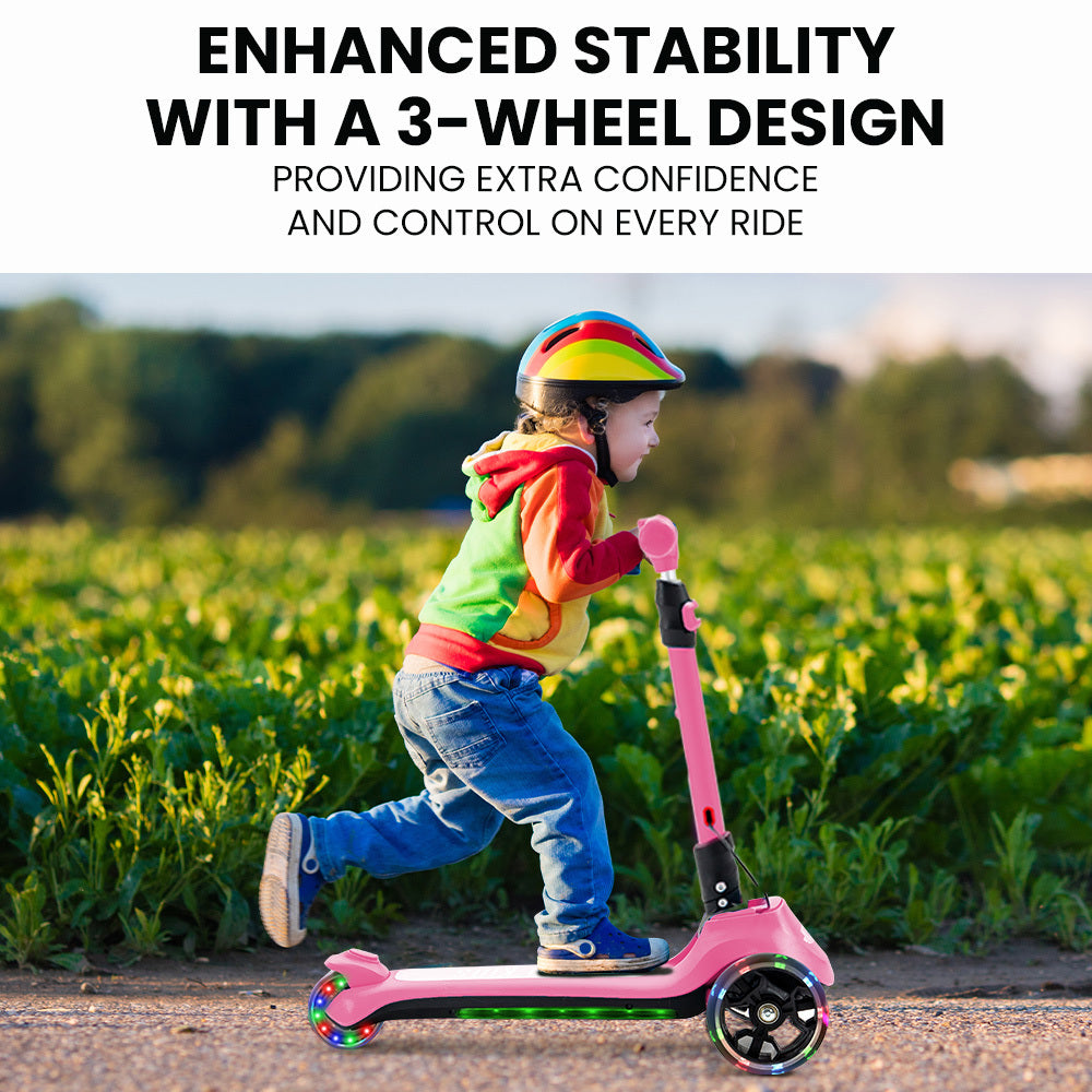 ROVO KIDS 3-Wheel Electric Scooter , Ages 3-8, Adjustable Height, AU Compliant, Lithium Battery, Pink