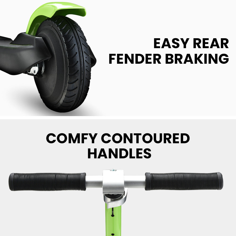 ROVO KIDS Electric Scooter, Ages 5-11, Adjustable Height, Folding, Lithium Battery, Green