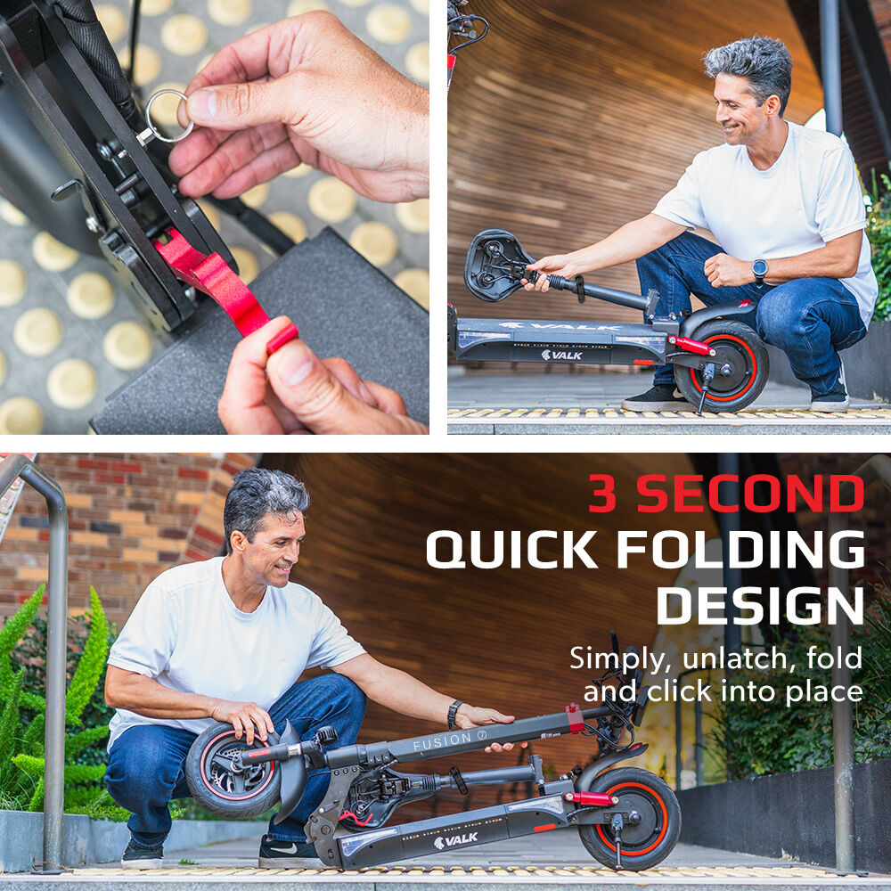 VALK Fusion 7 Electric Scooter, 800W, AU Compliant, with Seat Option, 48V 13Ah Lithium, 50km Range, Quad Shocks, 10 inch Tyres