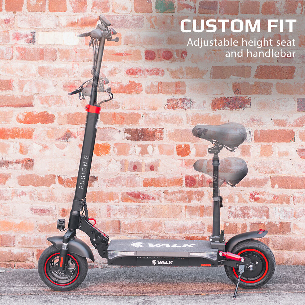 VALK Fusion 7 Electric Scooter, 800W, AU Compliant, with Seat Option, 48V 13Ah Lithium, 50km Range, Quad Shocks, 10 inch Tyres