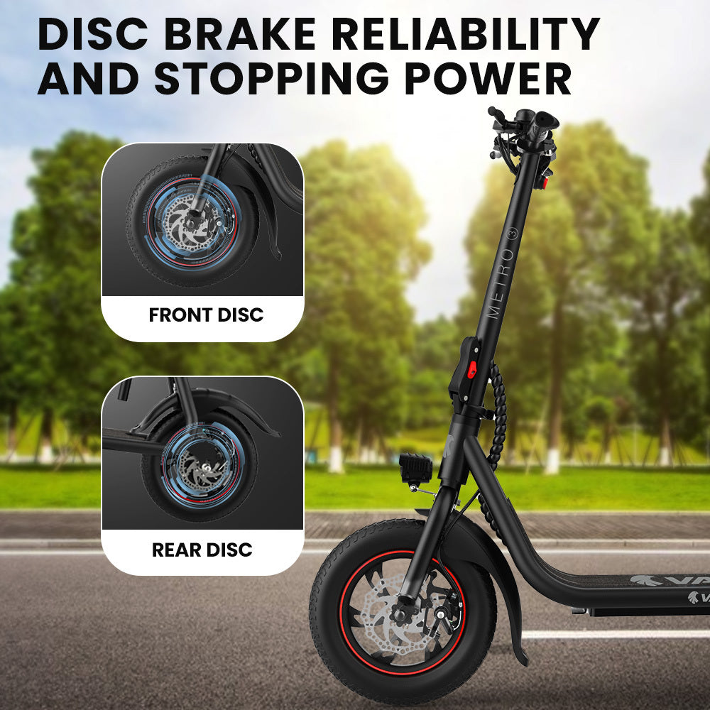 VALK Electric Scooter with Seat, Disc brakes, 12' Tyres, AU Compliant, for Adults, Teens, Commuter, Black