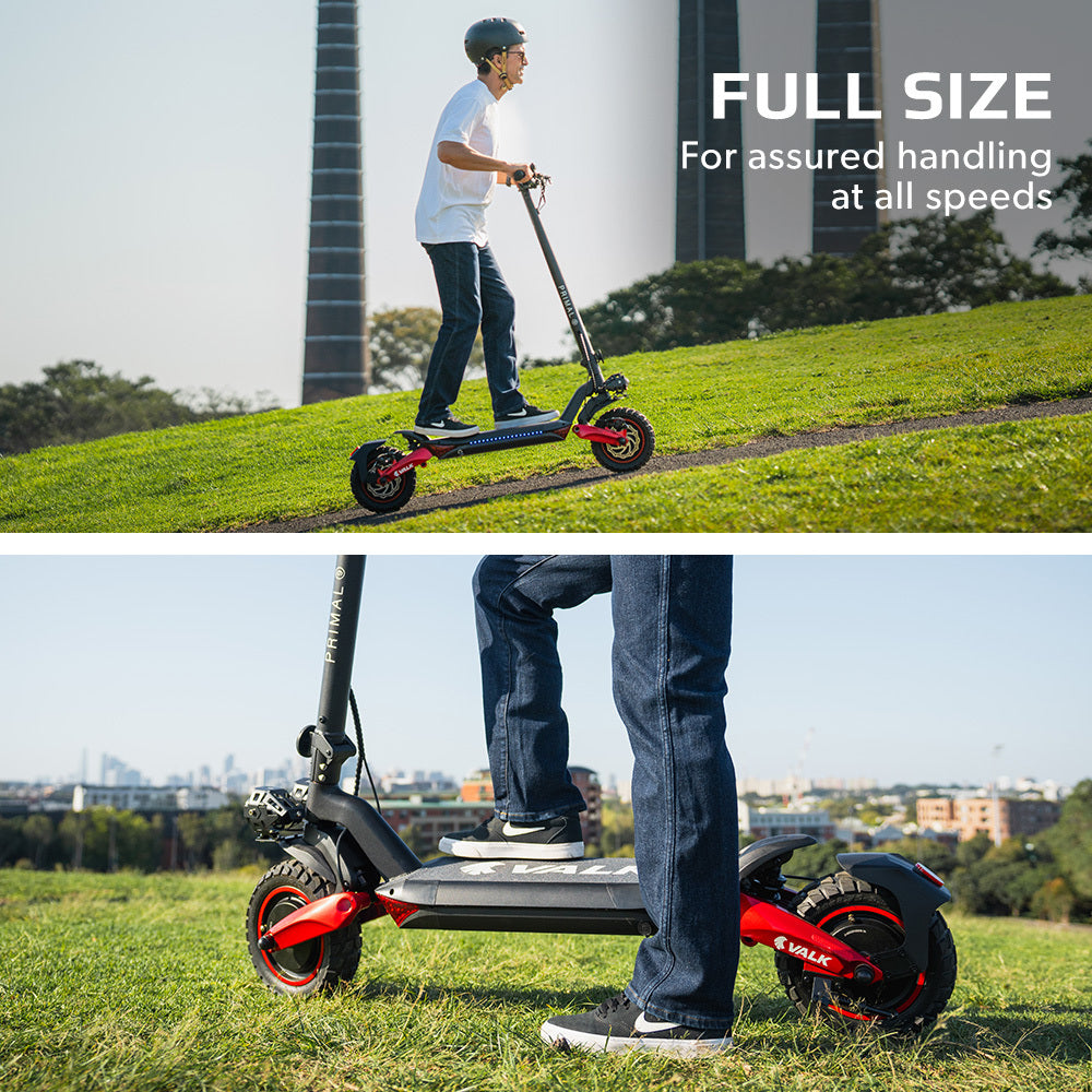 VALK Primal 9 Dual Motor Electric Scooter, 1600W, AU Compliant, for Extreme Hill Climbing, Black/Red