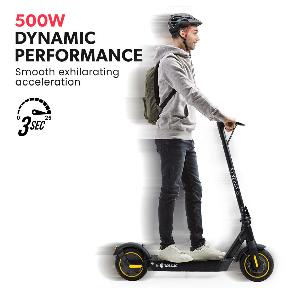 VALK Synergy 7 Electric Scooter, 500W 15Ah, AU Compliant, Motorised eScooter for Adults, Black/Yellow