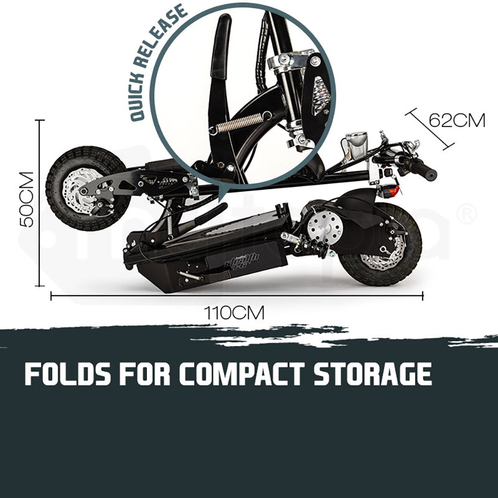 BULLET Black 48V 1000W Turbo w/ LED Folding Electric Scooter For Adults- Stealth 1-6