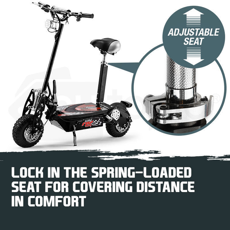 BULLET® Black/Red 48V 1000W Turbo w/ LED Folding Electric Scooter For Adults - RPZ1600