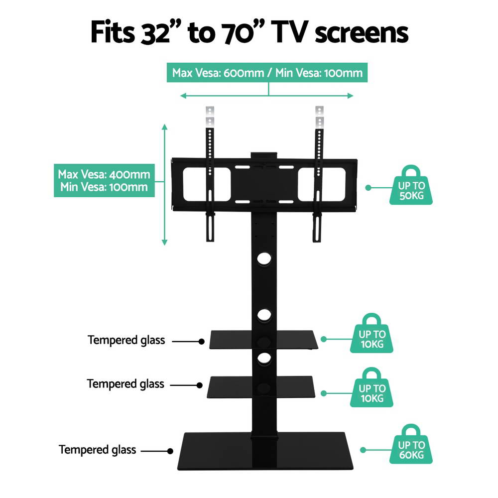 Artiss TV Stand Mount Bracket for 32-70 LED LCD 3 Tiers Storage Floor Shelf