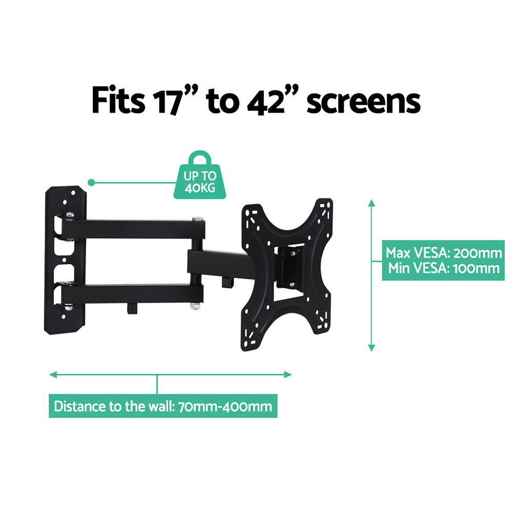 Artiss Full Motion TV Wall Mount for 17-42 LED LCD Screens with Strong Three-Arm Support