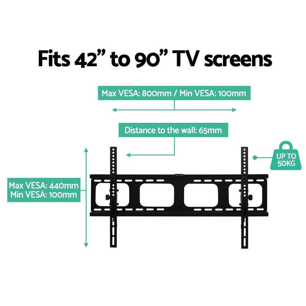 Artiss Heavy-Duty TV Wall Mount for 42-90 LED LCD Screens - Slim Low Profile with Tilt Function
