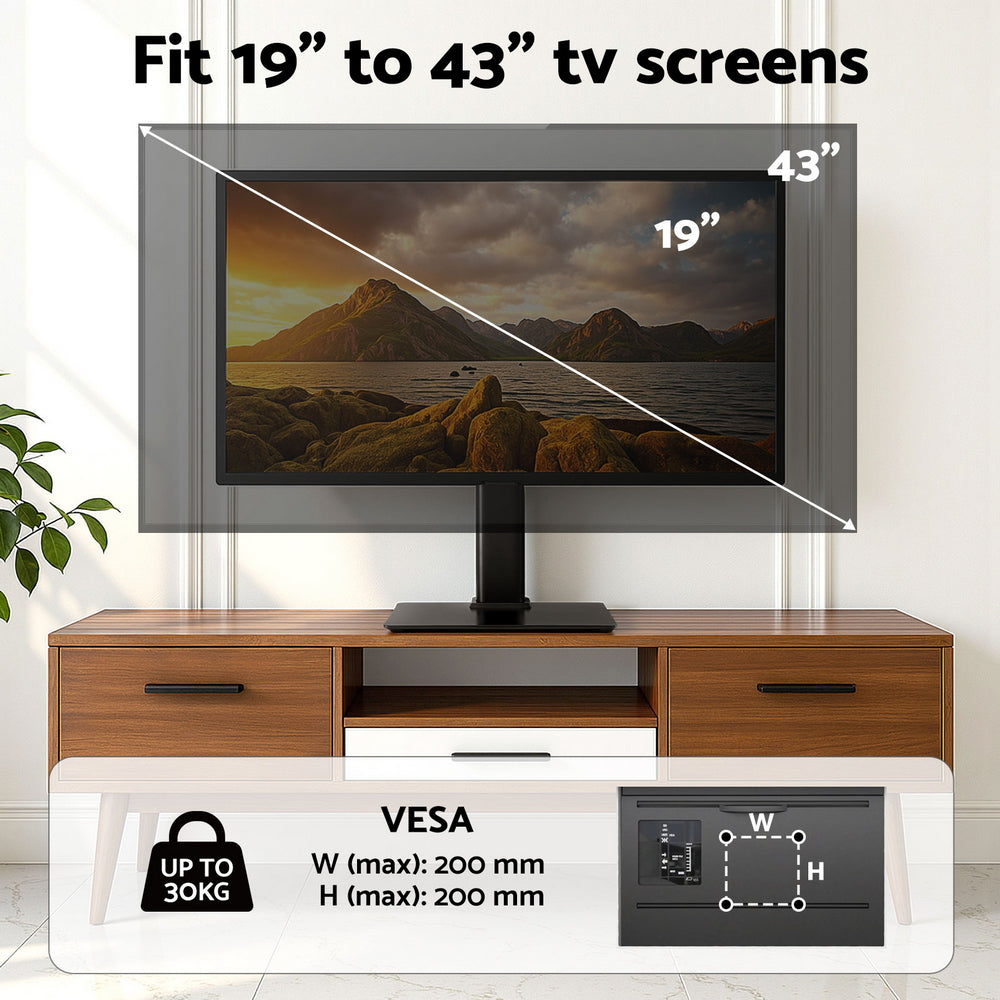 Artiss TV Stand Bracket for 19 - 43 inch TVs Table Top Desktop Universal Swivel
