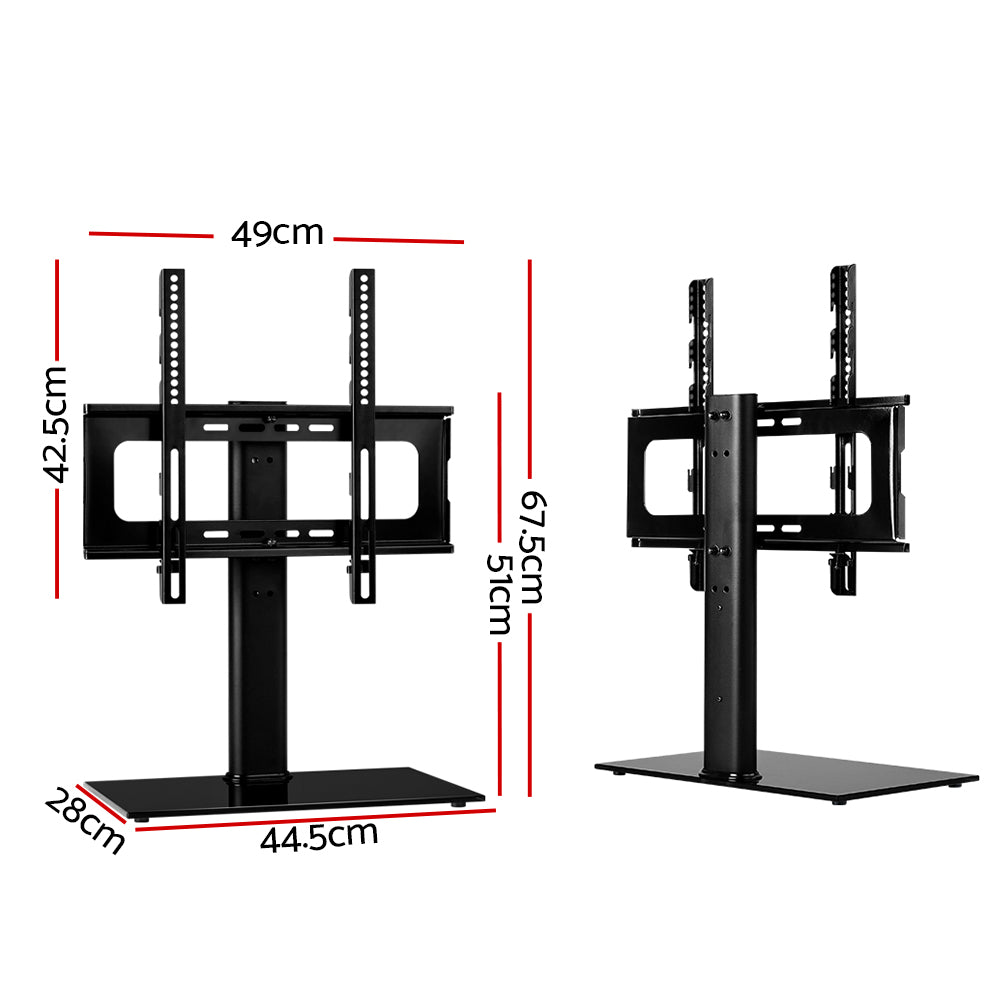 Sleek Swivel TV Stand Mount for 32-55 LED LCD - Tempered Glass & Metal Design