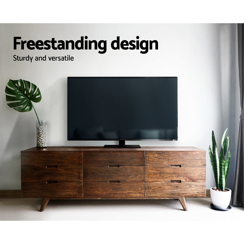 Sleek Swivel TV Stand Mount for 32-55 LED LCD - Tempered Glass & Metal Design