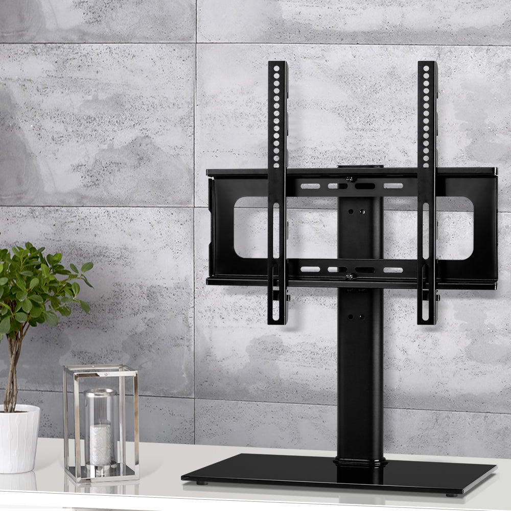 Sleek Swivel TV Stand Mount for 32-55 LED LCD - Tempered Glass & Metal Design