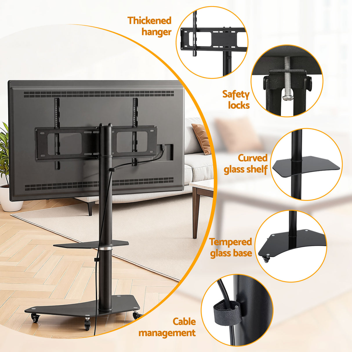 Artiss 40-100" TV Stand Mount Bracket Universal Adjustable Height with Wheels