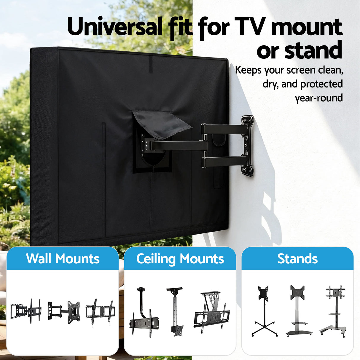 Artiss 55-58 Inch TV Cover Waterproof Outdoor Patio Flat Television Protector