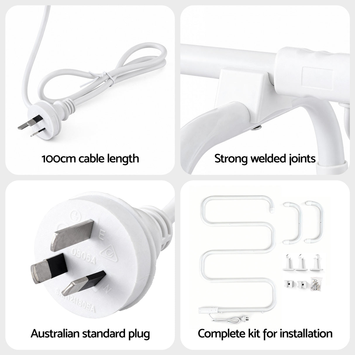 Devanti Heated Towel Rail Freestanding Wall Mounted S-Shape Electric Warmer Rack