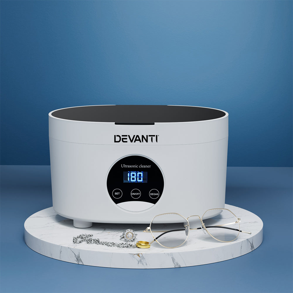 Devanti 600ml Ultrasonic Cleaning Machine with Timer for Jewelry, Eyewear, and More