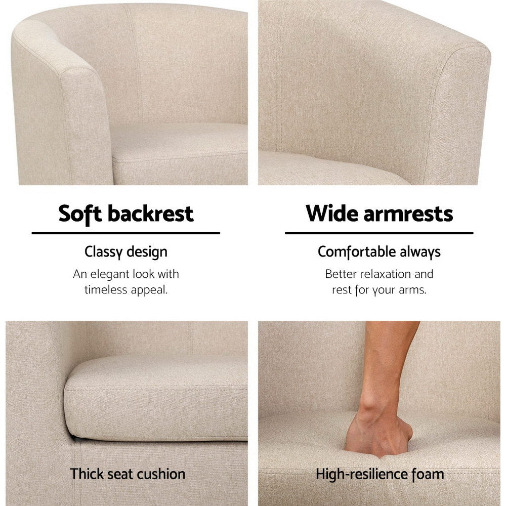 Artiss Armchair Tub Chair Beige Abby