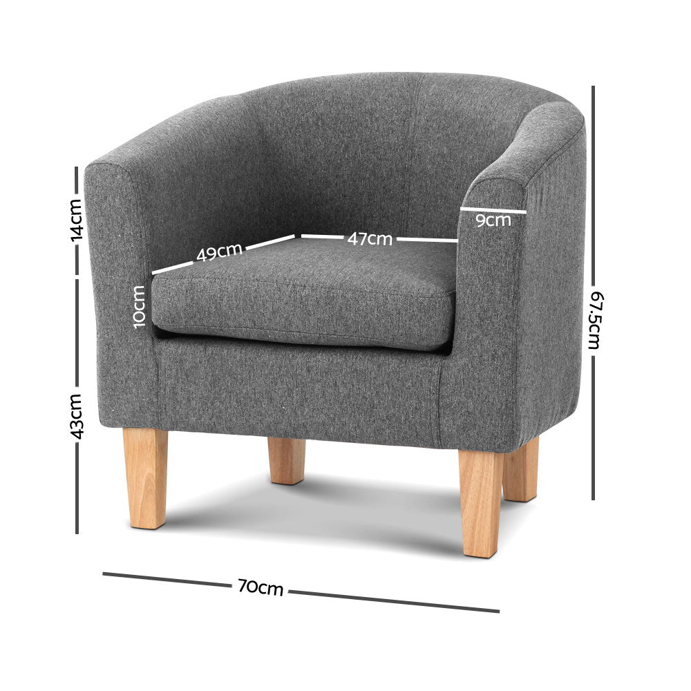 Artiss Armchair Tub Chair Grey Abby