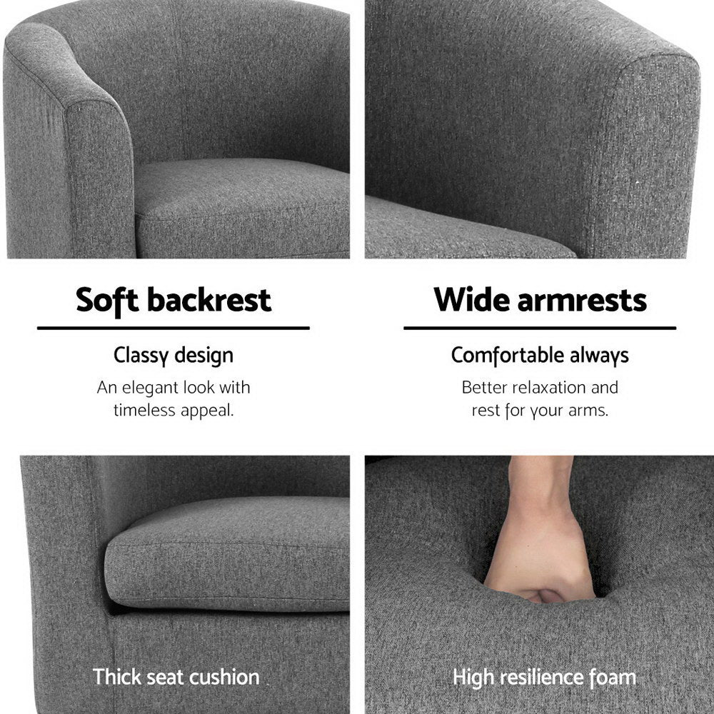 Artiss Armchair Tub Chair Grey Abby