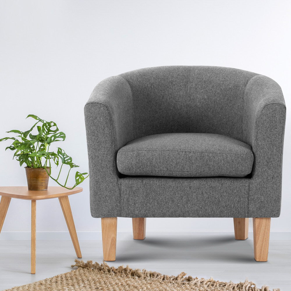 Artiss Armchair Tub Chair Grey Abby