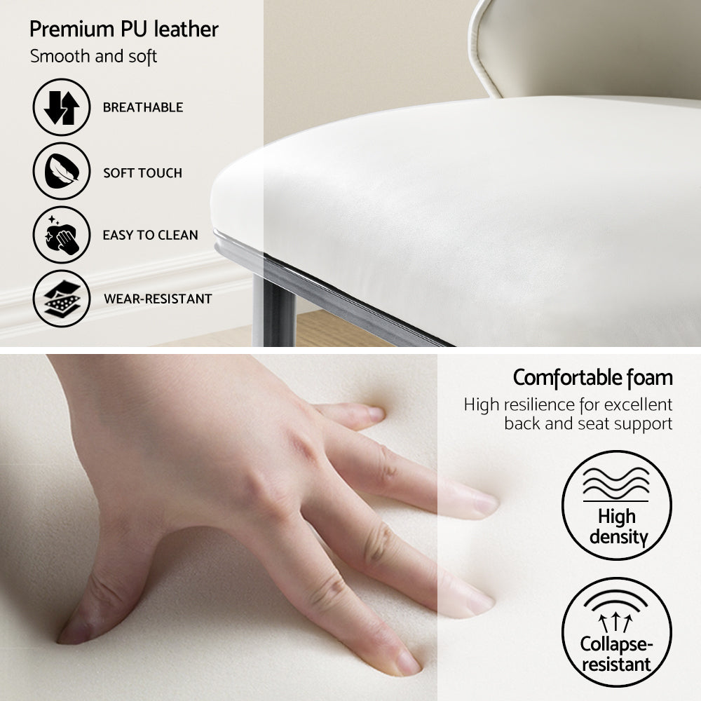 Artiss Dining Chairs Set of 2 Leather Seat Beige and Black