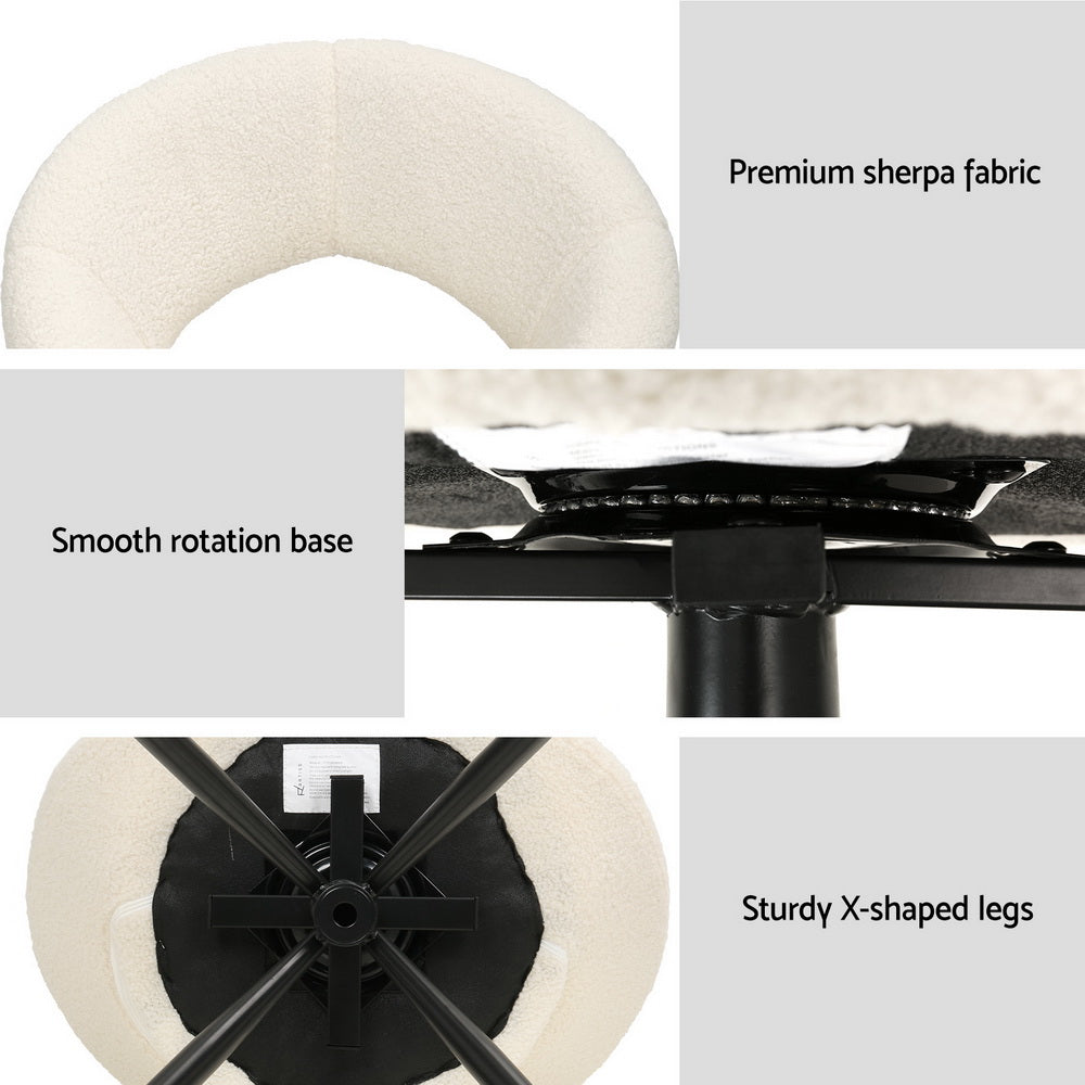 Artiss Dining Chairs Set of 2 Sherpa Boucle Swivel Base