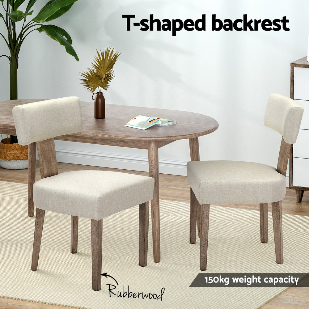 Artiss Dining Chairs Set of 4 Linen Fabric Wooden Beige