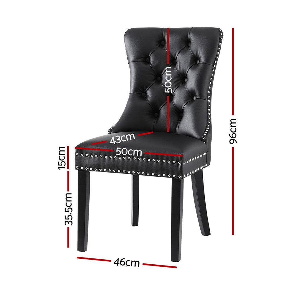1 Set of 4 Artiss Dining Chairs Black Leather