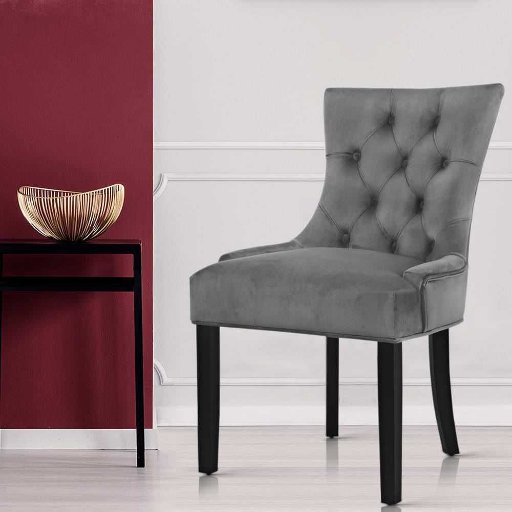 Artiss Dining Chairs Set of 2 Velvet French Provincial Grey